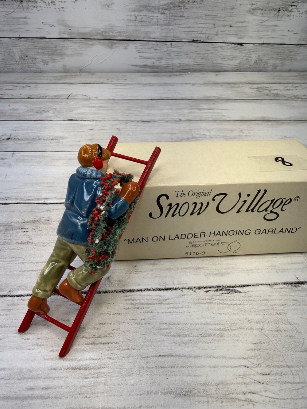 Dept 56 Snow Village Man on Ladder Hanging Garland #5116-0, w/box